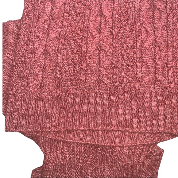 Forever 21 Womens Size S Cable Knit Sweater Cowl Neck Short Sleeve Burgundy - Picture 7 of 11